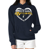 Milwaukee Brewers G-III 4Her by Carl Banks Women's Double Heart Fleece Pullover Hoodie - Navy