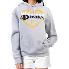 Pittsburgh Pirates G-III 4Her by Carl Banks Women's Double Heart Fleece Pullover Hoodie - Gray