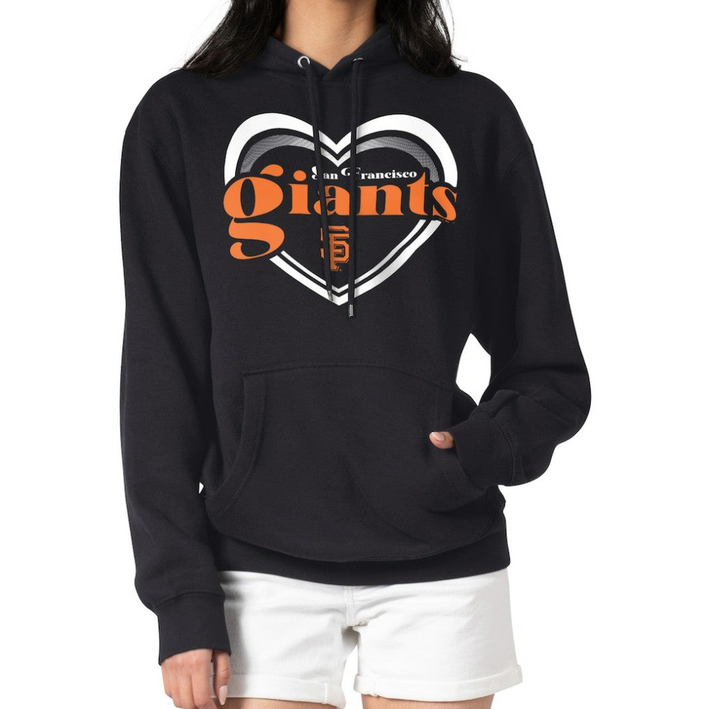 San Francisco Giants G-III 4Her by Carl Banks Women's Double Heart Fleece Pullover Hoodie - Black
