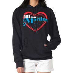 Miami Marlins G-III 4Her by Carl Banks Women's Double Heart Fleece Pullover Hoodie - Black