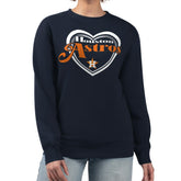 Houston Astros G-III 4Her by Carl Banks Women's Double Heart Fleece Pullover Sweatshirt - Navy