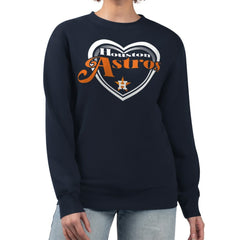 Houston Astros G-III 4Her by Carl Banks Women's Double Heart Fleece Pullover Sweatshirt - Navy