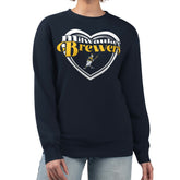 Milwaukee Brewers G-III 4Her by Carl Banks Women's Double Heart Fleece Pullover Sweatshirt - Navy