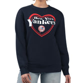 New York Yankees G-III 4Her by Carl Banks Women's Double Heart Fleece Pullover Sweatshirt - Navy