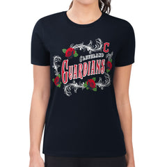 Cleveland Guardians G-III 4Her by Carl Banks Women's Super-Slim Fit Lightweight Retro Roses T-Shirt - Navy