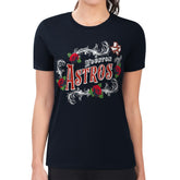Houston Astros G-III 4Her by Carl Banks Women's Super-Slim Fit Lightweight Retro Roses T-Shirt - Navy