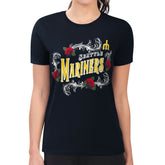 Seattle Mariners G-III 4Her by Carl Banks Women's Super-Slim Fit Lightweight Retro Roses T-Shirt - Navy