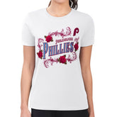 Philadelphia Phillies G-III 4Her by Carl Banks Women's Super-Slim Fit Lightweight Retro Roses T-Shirt - White