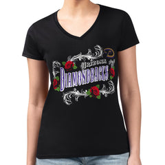 Arizona Diamondbacks G-III 4Her by Carl Banks Women's Super-Slim Fit Lightweight Retro Roses V-Neck T-Shirt - Black