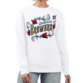 Milwaukee Brewers G-III 4Her by Carl Banks Women's Retro Roses Fleece Pullover Sweatshirt - White