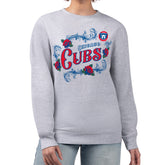 Chicago Cubs G-III 4Her by Carl Banks Women's Retro Roses Fleece Pullover Sweatshirt - Gray
