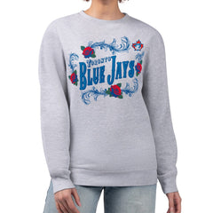 Toronto Blue Jays G-III 4Her by Carl Banks Women's Retro Roses Fleece Pullover Sweatshirt - Gray