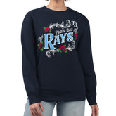 Tampa Bay Rays G-III 4Her by Carl Banks Women's Retro Roses Fleece Pullover Sweatshirt - Navy
