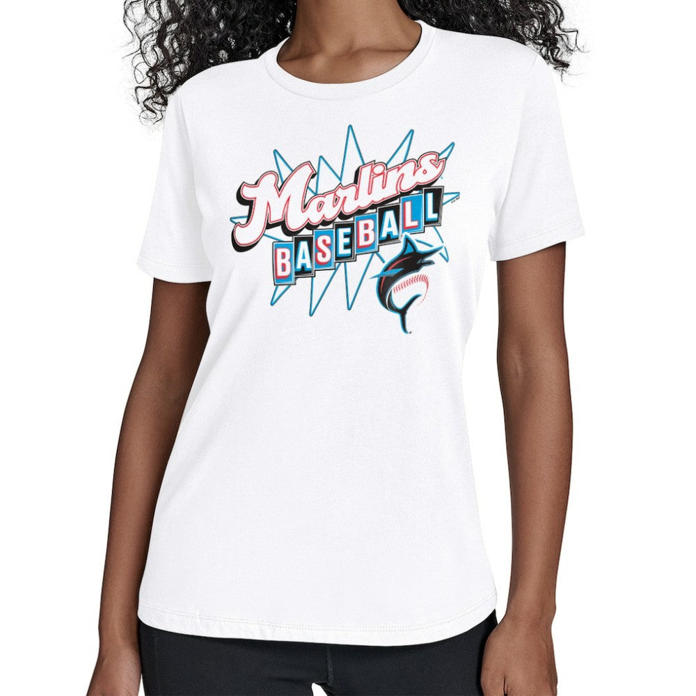 Miami Marlins Starter Women's Drive-In T-Shirt - White