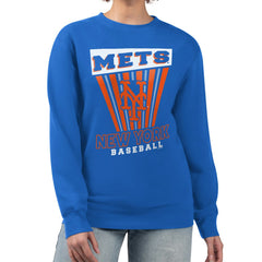 New York Mets Starter Women's Poster Print Pullover Sweatshirt - Royal