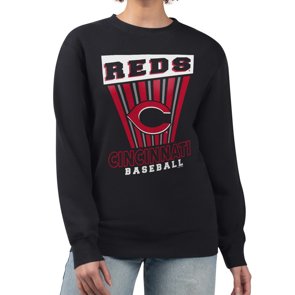 Cincinnati Reds Starter Women's Poster Print Pullover Sweatshirt - Black
