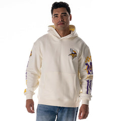 Minnesota Vikings The Wild Collective Unisex Stacked Graphic Sleeve Fleece Hoodie - Cream cheap