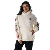 Kansas City Chiefs The Wild Collective Unisex Stacked Graphic Sleeve Fleece Hoodie - Cream cheap