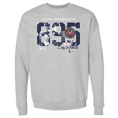 Alexander Ovechkin Washington Capitals 500 Level NHL All-Time Leading Goal Scorer Overlay Pullover Sweatshirt Heather Gray