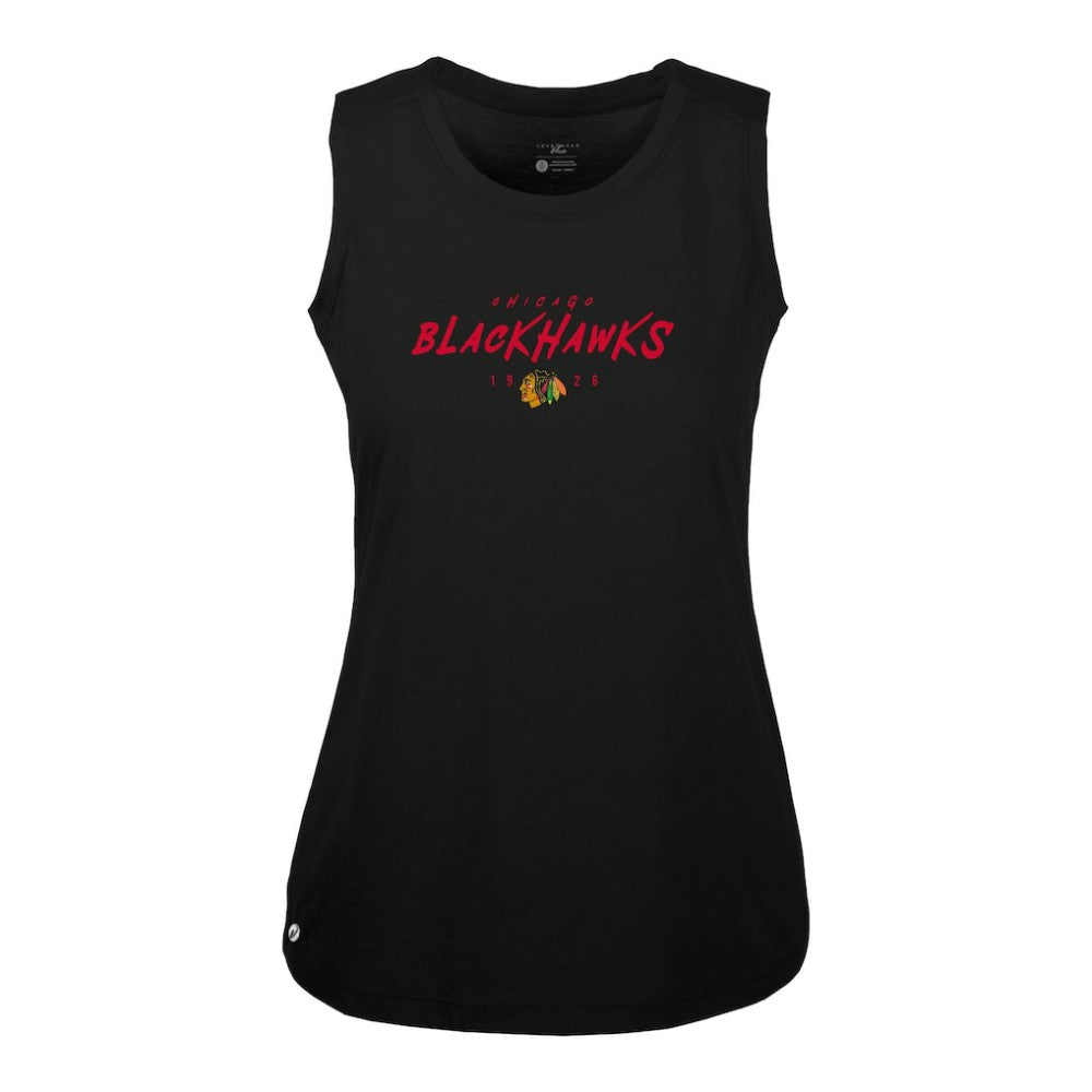 Chicago Blackhawks Levelwear Women's Macy Scratched Tank Top Black