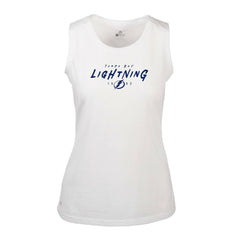 Tampa Bay Lightning Levelwear Women's Macy Scratched Tank Top White