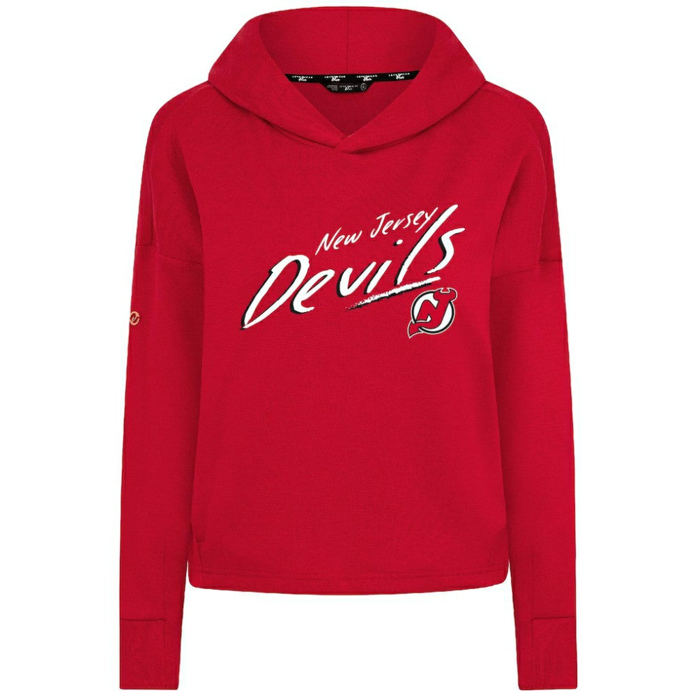 New Jersey Devils Levelwear Women's Sweet Sizzle Tri-Blend Cropped Pullover Hoodie Red
