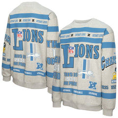 Detroit Lions All Over Print Vintage Fleece Crewneck Sweatshirt - Heather Gray sale