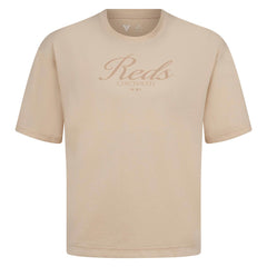 Cincinnati Reds Levelwear Ethereal Oversized Luxe Signature Knit T-Shirt - Khaki