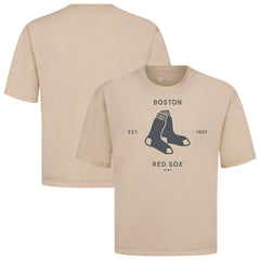 Boston Red Sox Levelwear Crossway Oversized Luxe Signature Knit T-Shirt - Khaki