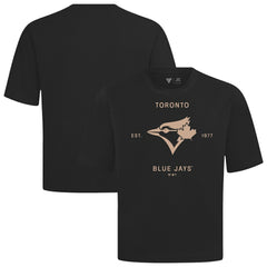 Toronto Blue Jays Levelwear Crossway Oversized Luxe Signature Knit T-Shirt - Black