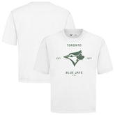 Toronto Blue Jays Levelwear Crossway Oversized Luxe Signature Knit T-Shirt - White