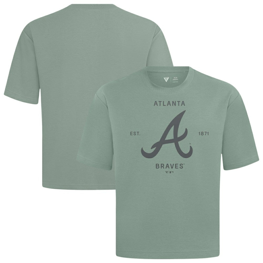 Atlanta Braves Levelwear Crossway Oversized Luxe Signature Knit T-Shirt - Green