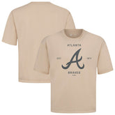 Atlanta Braves Levelwear Crossway Oversized Luxe Signature Knit T-Shirt - Khaki