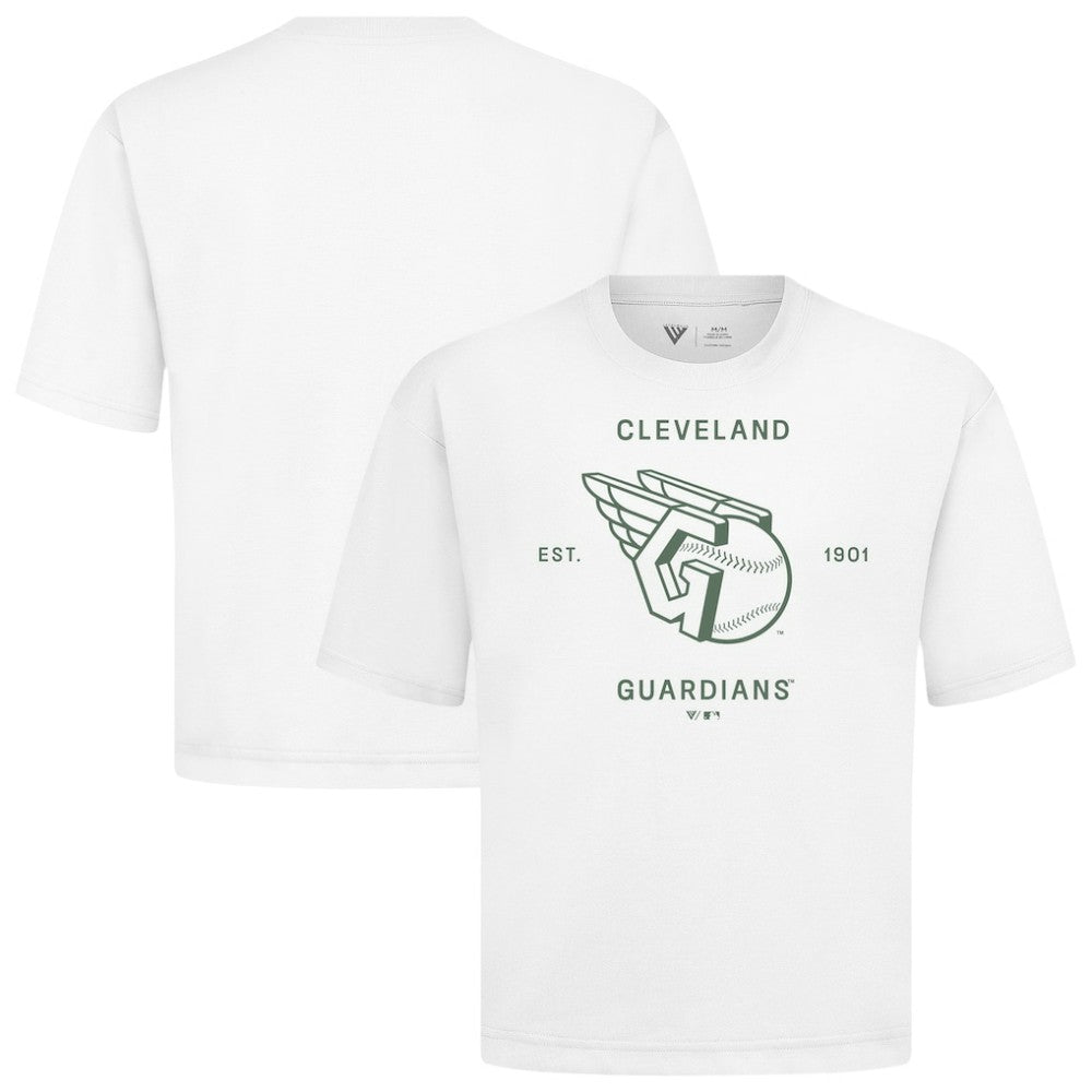 Cleveland Guardians Levelwear Crossway Oversized Luxe Signature Knit T-Shirt - White