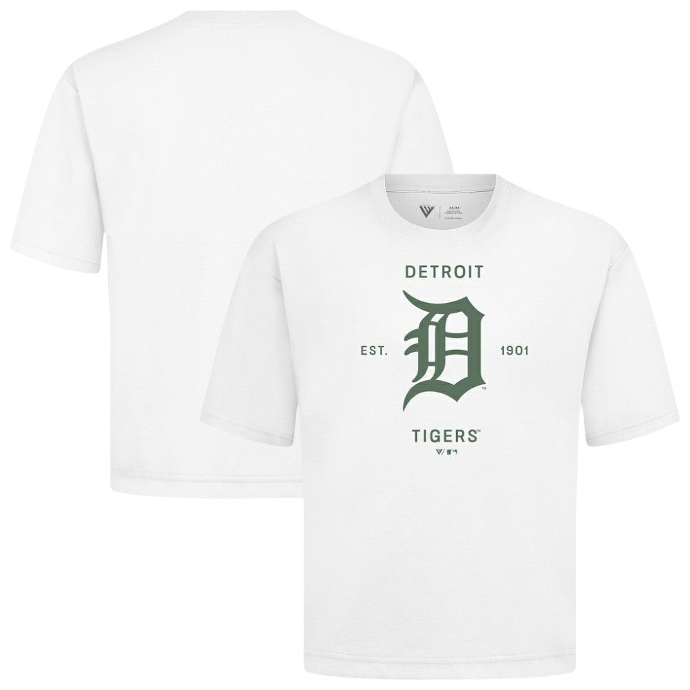 Detroit Tigers Levelwear Crossway Oversized Luxe Signature Knit T-Shirt - White