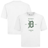 Detroit Tigers Levelwear Crossway Oversized Luxe Signature Knit T-Shirt - White