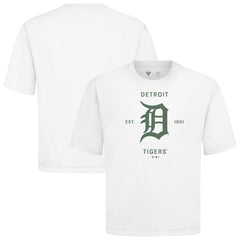 Detroit Tigers Levelwear Crossway Oversized Luxe Signature Knit T-Shirt - White