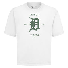 Detroit Tigers Levelwear Crossway Oversized Luxe Signature Knit T-Shirt - White
