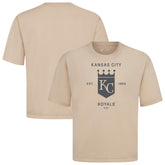 Kansas City Royals Levelwear Crossway Oversized Luxe Signature Knit T-Shirt - Khaki