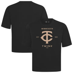 Minnesota Twins Levelwear Crossway Oversized Luxe Signature Knit T-Shirt - Black