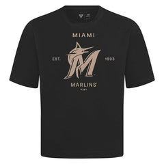 Miami Marlins Levelwear Crossway Oversized Luxe Signature Knit T-Shirt - Black