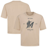Miami Marlins Levelwear Crossway Oversized Luxe Signature Knit T-Shirt - Khaki
