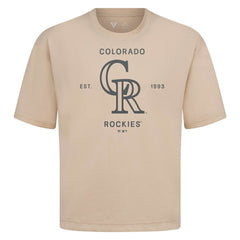 Colorado Rockies Levelwear Crossway Oversized Luxe Signature Knit T-Shirt - Khaki