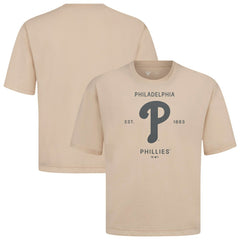 Philadelphia Phillies Levelwear Crossway Oversized Luxe Signature Knit T-Shirt - Khaki