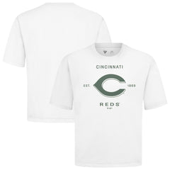 Cincinnati Reds Levelwear Crossway Oversized Luxe Signature Knit T-Shirt - White
