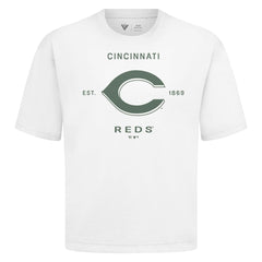 Cincinnati Reds Levelwear Crossway Oversized Luxe Signature Knit T-Shirt - White