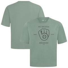 Milwaukee Brewers Levelwear Crossway Oversized Luxe Signature Knit T-Shirt - Green