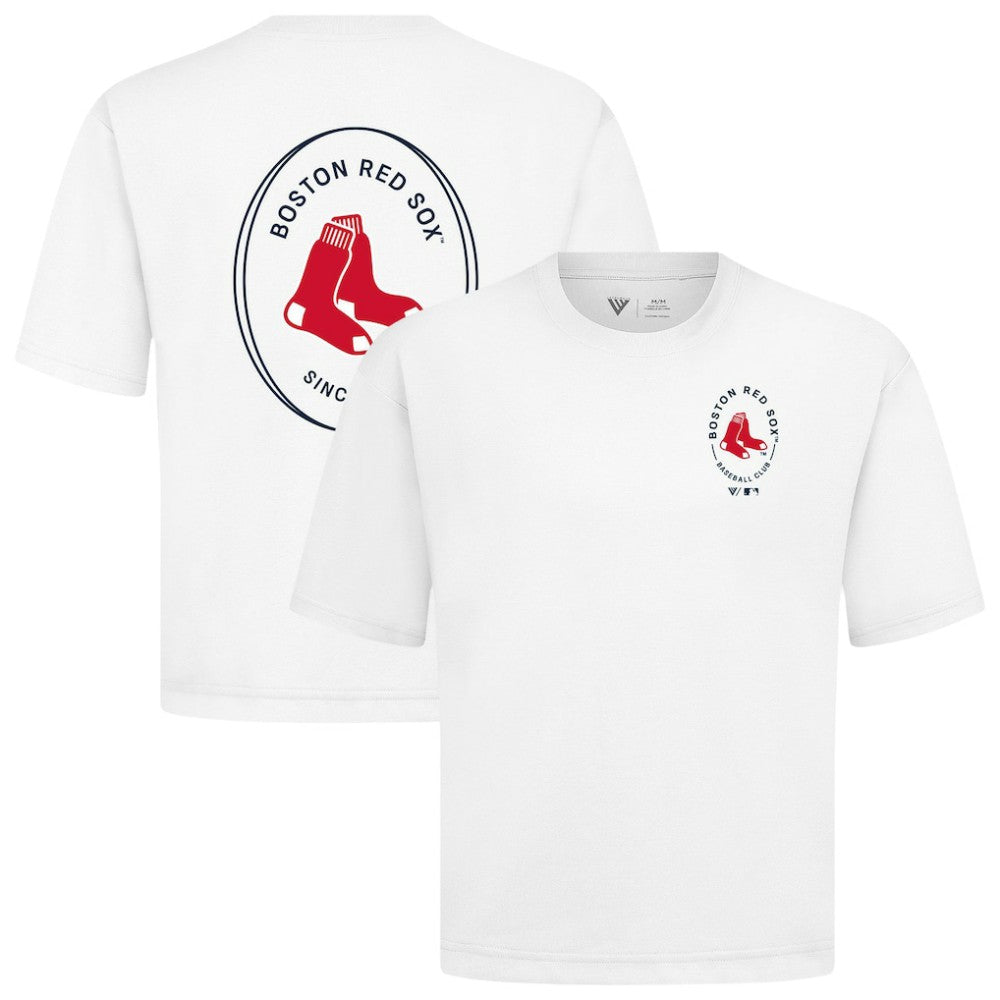 Boston Red Sox Levelwear Signet Oversized Luxe Signature Knit T-Shirt - White
