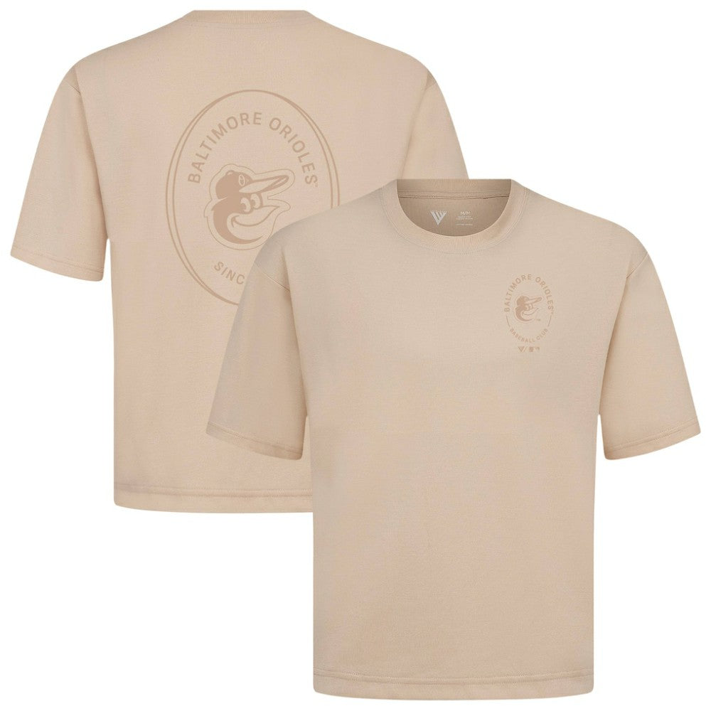 Baltimore Orioles Levelwear Signet Oversized Luxe Signature Knit T-Shirt - Khaki