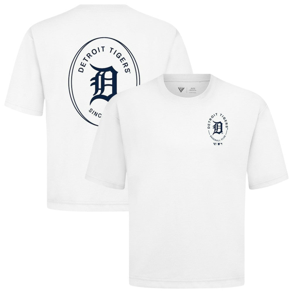 Detroit Tigers Levelwear Register Oversized Luxe Signature Knit T-Shirt - White